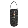 Produktbild: Laterne Weidengeflecht mit Windlicht Glas aus Naturmaterial Schwarz (B/H/T) 18x