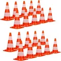 Produktbild: ECD Germany 20Er Verkehrskegel Pylone 47cm Orange-Weiß 2 Reflektierende Streifen