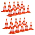 Produktbild: ECD Germany 20 Stück Verkehrskegel Pylone 47 cm, Orange-Weiß, Verkehrsleitkegel mit 2 reflektierenden Streifen, stapelbar & flexibel
