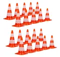 Produktbild: ECD Germany Warndreieck Verkehrsleitkegel aus PVC mit 2 reflektierenden Streifen, Komplett-Set, 20-tlg., Verkehrskegel Pylone 47cm Warnleitkegel Warnkegel Leitkegel