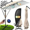 Produktbild: KESSER Ampelschirm Holly Sonnenschirm Rechteckig mit und ohne LED Solar inkl. Abdeckung + Windsicherung mit Kurbel Kurbel-Schirm mit Ständer UV-Schutz Aluminium Wasserabweisend Ø350cm Gartenschirm