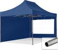 Produktbild: TOOLPORT 3x4,5m Stahl Faltpavillon, inkl. 2 Seitenteile, dunkelblau