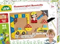 Produktbild: Lena 65828 Hammerspiel, Nagelspiel mit 64 bunten 8 Baustellen Teilen, Grundplatte aus Kork ca. 28 x 19,5 cm, Hammer und Nägel, Klopfspiel für Kinder ab 3 Jahre, Hämmerchenspiel, Mehrfarbig
