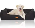 Produktbild: Knuffelwuff Hundebett Lotte aus Velours mit feinem Handwebcharakter XXL 120 x 85cm Schwarz - abnehmbarer Bezug - waschbar - für große, mittelgroße und kleine Hunde