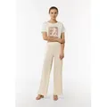 Produktbild: comma Chinos Hose Fließende Satin-Hose mit weitem Bein und elastischem Bund beige 40