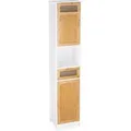 Produktbild: Relaxdays Badschrank MDF Bambus Weiß Braun Magnetisch 180 cm x 39 cm x 30 cm