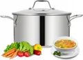 Produktbild: NutriChef 6-Quart-Edelstahl-Suppentopf –Lebensmittelechter, strapazierfähiger, induktionsgeeigneter Topf mit durchsichtigem Deckel, ideal für Eintöpfe