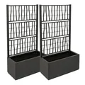 Produktbild: 2 x Kreher® XL Rankgitter, Spalier mit Pflanzkasten aus robustem Kunststoff. Maße BxTxH in cm: 80 x 36 x 140 cm. Top für Garten, Terrasse und Balkon! (Anthrazit)