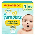 Produktbild: Pampers Windeln Monatsbox premium protection Größe Gr.1 (2-5 kg) für Neugeborene, 180 St.