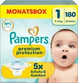 Produktbild: Pampers Premium Protection Größe 1 - 180 Baby Windeln 2-5kg Newborn Monatbox