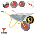 Produktbild: RAVENDO Marken Schubkarre Gartenschubkarre Vollgummireifen 100Liter 150Kg gelb