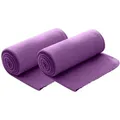 Produktbild: wometo 2er Set Polar Fleecedecke 130x160 cm, OEKO-TEX ca. 400g Gewicht, mit Antipilling & Kettelrand - Farbe lila