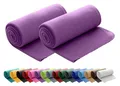 Produktbild: wometo 2er Set Polar Fleecedecke oekoTex 130x160 ca. 400g mit Anti-Pilling und Kettelrand lila violett