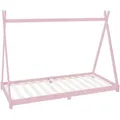 Produktbild: Ml-design - Kinderbett Tipi 90x200 Cm Rosa Mit Lattenrost, Indianer Bett Aus Massivholz, Hausbett Für Mädchen, Kiefernholz, Bodenbett Kinderhaus Jugendbett Holzbett Bettenhaus Spielbett Bettgestell Zelt