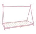 Produktbild: ML-DESIGN Spielbett Hausbett Tipi Zeltbett inkl. Lattenrost Bodenbett Kinder Himmelbett, Abenteuerbett zum Spielen Zelt Kinderbett Kiefer Bettenhaus Bett Rosa