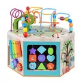 Produktbild: Teamson Kids Kindergarten Vorscule Grundschule Groß 7-in-1-Aktivitätsstation Aus Holz Spielsachen Spielen Lassen Für Kinder PS-T0005