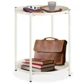 Produktbild: tectake® Tisch rund, Beistelltisch Metall, Kleiner Tisch, Couchtisch mit Stauraum, Coffee Table für Wohnzimmer, Nachttisch Schlafzimmer, 2X abnehmbare Tischplatte (Creme | Nr. 404199)