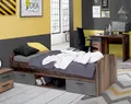 Produktbild: Forte Winnie Bett 90 100, Jugendbett 2 Schubladen, Liegefläche 90 cm x 200 cm, Einzelbett, Holzwerkstoff, Old-Wood Vintage Holzdekor/Betonoptik Dunkelgrau, 96 cm breit x 65,5 cm hoch x 206,4 cm tief