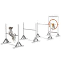 Produktbild: PawHut Agility Set Hunde 4-teiliges Agility-Ausrüstung für Hundetraining Steckhürdenset mit höhenverstellbar Hürden Reifen Trainingszubehör Koordinationstraining Agilityset für Spiele Training