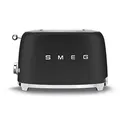 Produktbild: Smeg, 2x2 TSF01BLMEU -Toaster, 2 Schlitze für 2 Scheiben, 6 Vergoldungsniveaus, Heizfunktion, Abtau- und Bagel- Funktion, Sammelschublade, 950W, Mattschwarz