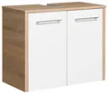 Produktbild: Pelipal Waschbeckenunterschrank Quickset 382 in Weiß Hochglanz/ Eiche Natur quer Nachbildung, 65 cm breit | Waschbeckenschrank ohne Waschbecken mit 2 Türen, 33,0 x 65,0 x 53,0 cm