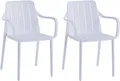 Produktbild: VORTIVO Gartenstuhl 2er Set Weiß – stapelbar, wetterfest, UV-beständig & bis 200 kg. Für Balkon, Terrasse, Garten & Esszimmer.