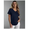 Produktbild: Trigema T-Shirt TRIGEMA Oversized T-Shirt mit V-Ausschnitt (1-tlg) blau M (38/40)