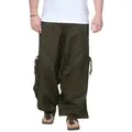 Produktbild: KUNST UND MAGIE Haremshose Haremshose Herren Unisex Baumwolle – Goa Hose mit Taschen Aladinhose grün S/M