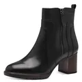 Produktbild: Tamaris COMFORT Damen Stiefeletten mit Absatz aus Leder mit Reißverschluss, Schwarz (Black), 37 EU