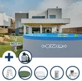 Produktbild: Stahlwandpool Set (8-teilig) hoch rund 350 x 90 cm, Stahl 0,3 mm weiß Folie 0,2 mm blau