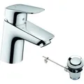 Produktbild: hansgrohe Logis Waschtischmischer, ComfortZone70, Metall Zugstangen Ablaufgarnitur, Ausladung 107mm, 71170000, Farbe: Chrom