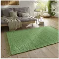 Produktbild: TaraCarpet Teppich Flickenteppich TaraCarpet Sylt mit Fransen, rechteckig, Höhe: 5 mm, Wohnzimmer Schlafzimmer Küchenteppich grün 070x140 grün 70 cm x 140 cm x 5 mm