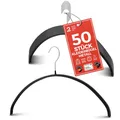 Produktbild: MAWA Kleiderbügel, Set mit 50 hochwertigen, platzsparenden, rutschfesten Kleiderbügeln, ideal für T-Shirts und Pullover, mit 360° drehbarem Haken und Rutschfester Beschichtung, 40 cm, Schwarz