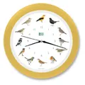 Produktbild: KOOKOO Singvögel Quarzwerk Creme-Gelb, Die Singende Vogeluhr, runde Wanduhr mit natürlichen Vogelstimmen