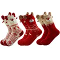 Produktbild: MAKFORT 3 Paar Weihnachtssocken Damen Winter Warme Mädchen Weihnachtssocken Rentier Schneeflocke Socken Für Frauen