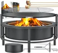 Produktbild: KESSER Feuerschale Ø65cm Feuerstelle aus kaltveredeltem Stahl mit 0,6mm Stahldicke, (Feuerkorb inkl Grillrost, Feuerhaken aus Gusseisen, Bürste & Abdeckung), Feuertonne mit Rad & Feststell-Bremse, Lagerfeuer mit Holz & Kohle