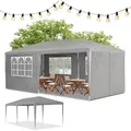 Produktbild: Juskys Partyzelt 3x6 m Grau mit Dach & Seitenwänden - 18 m2 Sonnenschutz Outdoor - Grau