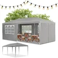 Produktbild: Partyzelt – Gartenpavillon Mit Dach & Seitenwänden – Gartenzelt Mit 18 M2 Grundfläche – Sonnenschutz Für Outdoor 3x6 M In Grau - Juskys