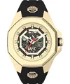Produktbild: Timex UFC Mechanical Street Herren-Armbanduhr, 45 mm, schwarzes Polyurethan-Armband, goldfarbenes Zifferblatt, goldfarbenes Gehäuse TW2V86500
