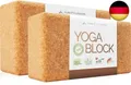 Produktbild: Yoga Block 2er Set Kork - EXTRA Yoga HEFT im Set - 100% Natur Hatha Klotz