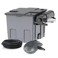 Produktbild: HEISSNER FPU16000-00 Mehrkammer-Teichfilter 60 x 40 cm mit integriertem 11 Watt UVC-Teichklärer , inklusiv Filterpumpe mit 10 mm Körnung