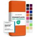 Produktbild: Jacobson Spannbettlaken aus 100% Baumwolle, Jersey Bettlaken 160 g/m2, Spannbetttuch mit Gummizug, OEKO-TEX®, pflegeleicht, viele Farben orange 120 - 130 cm x 200 cm