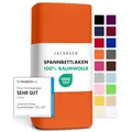 Produktbild: Jacobson Jersey Spannbettlaken Spannbetttuch Baumwolle Bettlaken (120x200-130x200 cm, Orange)