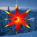 Produktbild: GURU SHOP 3D Batterie Außenstern Kaspar, Weihnachtsstern, Faltstern mit 18 Spitzen Incl. 7 m Kabel & LED Leuchtmittel - Ø 55 cm 4xAA Rot/gelb Offen