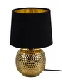 Produktbild: Reality Leuchten Tischleuchte Sophia R50821002, Fuß Keramik goldfarbig, Samtschirm schwarz/goldfarbig, exkl. 1x E14