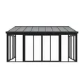 Produktbild: Juskys Wintergarten 15 m² - mit kristallklaren Wänden, Doppel-Schiebetüren & UV-Schutz - wasserdicht & winterfeste Überdachung aus Aluminium - Grau