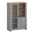 Produktbild: Glasvitrine Latour Standvitrine 90x42x135cm grau Eiche Delano
