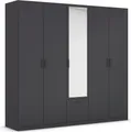 Produktbild: rauch Drehtürenschrank Kleiderschrank Schrank Garderobe Wäscheschrank BARI mit Spiegel mit Schubasten mittig, moderner Griff in Graumetallic MADE IN GERMANY