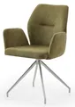 Produktbild: Armlehnstuhl 180° Drehfunktion Grün/Silber Esszimmerstuhl Polsterstuhl Stuhl