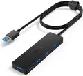 Produktbild: USB Hub 3.0 mit verlängertem 120cm Kabel Ultra dünn USB Hub auf 4 USB 3.0 ver...